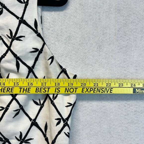 TALBOTS Dress Womens Size 14P White Black Linen Blend Embroidered Bamboo Sheath - Picture 5 of 11